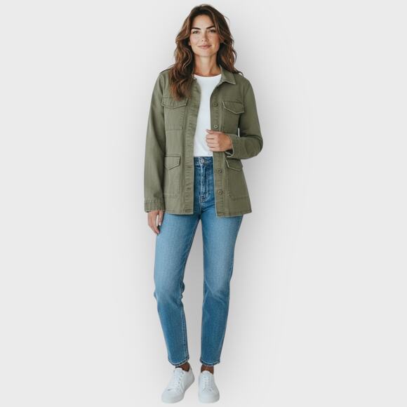 Sanctuary Green Oversized Utility Shacket XL Cotton Button Up Relaxed Streetwear - Picture 5 of 6